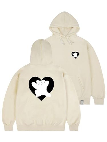 UNISEX] Bear Heart Backprinting Hoodie_beige - GRAVER - Modalova