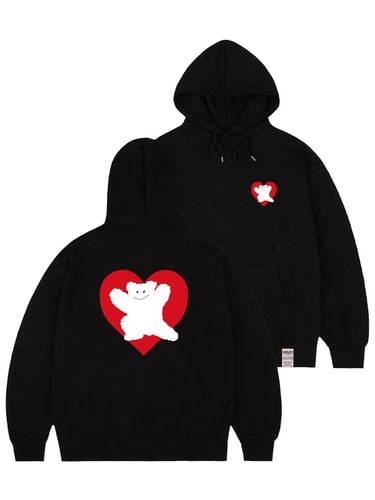 Bear Heart Back Printed Hooded T-Shirt_Black - GRAVER - Modalova