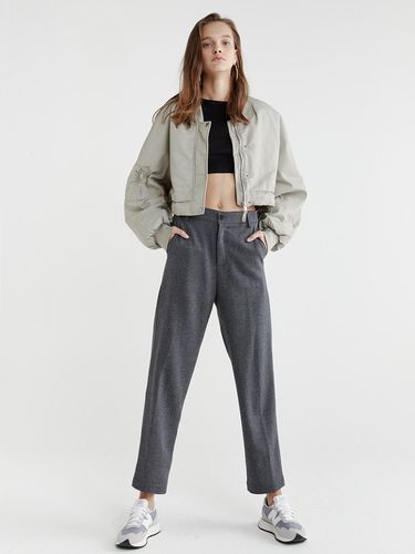 Crop Wool Slim Pants (Dark Gray) - MaLoupe - Modalova