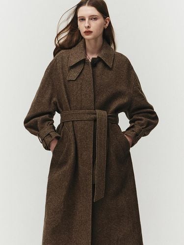 Alpaca Herringbone Balmacan Coat (Brown) - NOIRER for WOMEN - Modalova