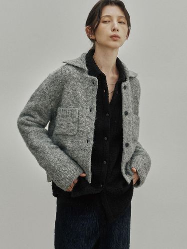 Wool Terry Polo Knit Jacket (Gray) - NOIRER for WOMEN - Modalova