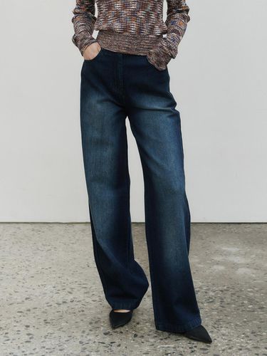 Contrast indigo wide denim pants (indigo) - NOIRER for WOMEN - Modalova