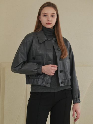 Eco-leather Short Jumper Dark Gray - Coett - Modalova