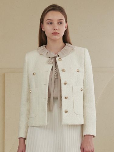 Wool button tweed jacket beige - Coett - Modalova