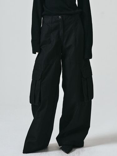 Cotton Field Wide Pants (Black) - NOIRER for WOMEN - Modalova