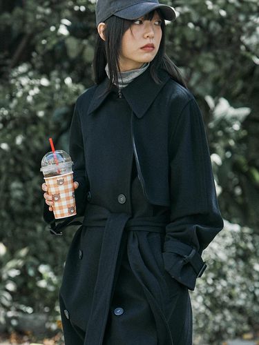 Wool double coat (black) - MaLoupe - Modalova