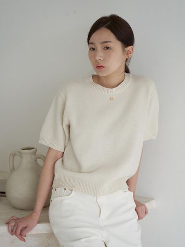 Ribbon half sleeve knit (cream) - sunmul - Modalova