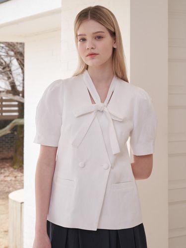 White ribbon linen jacket - Coett - Modalova