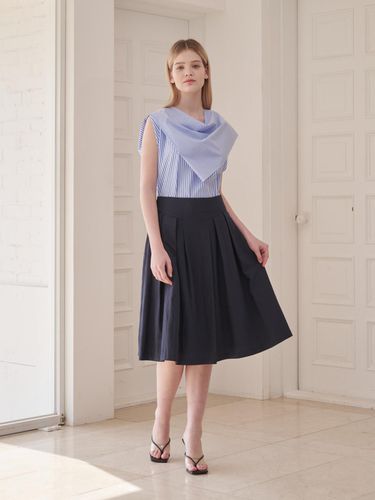 Cotton Flare Skirt Navy - Coett - Modalova