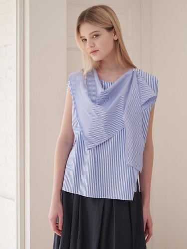 Cotton Stripe Top Sky Blue - Coett - Modalova