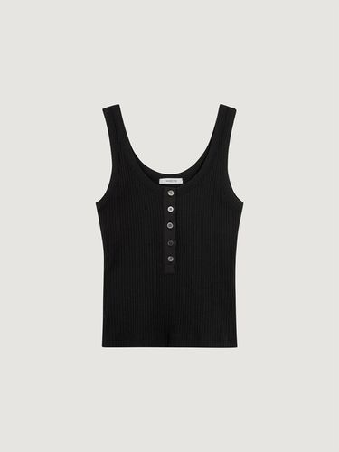 Button ribbed sleeveless top (Black) - MAROYH - Modalova