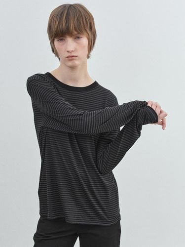 Loose fit Stripe T - shirt (Charcoal) - MAROYH - Modalova