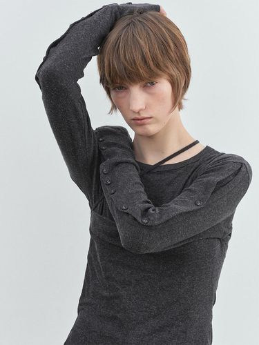 Button ribbed Top (Charcoal) - MAROYH - Modalova