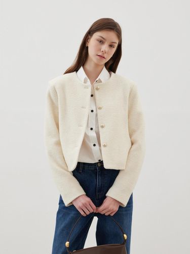 Bouquet Cropped Tweed Jacket - beige - LESEIZIEME - Modalova