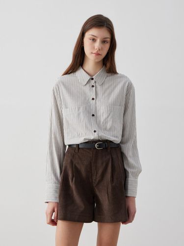 Button Two-Pocket Stripe Shirt - Gray - LESEIZIEME - Modalova