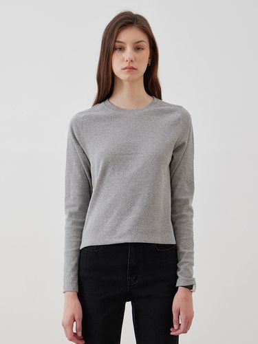 Raglan Slit Long Sleeve T-shirt - Gray - LESEIZIEME - Modalova