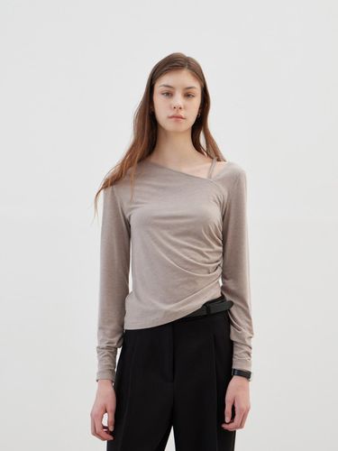 Unbalanced Strap Balloon Long-Sleeved T-Shirt - Be - LESEIZIEME - Modalova