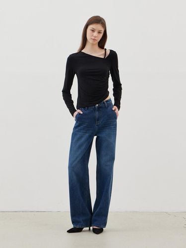 Semi-wide washed denim pants - Deep blue - LESEIZIEME - Modalova