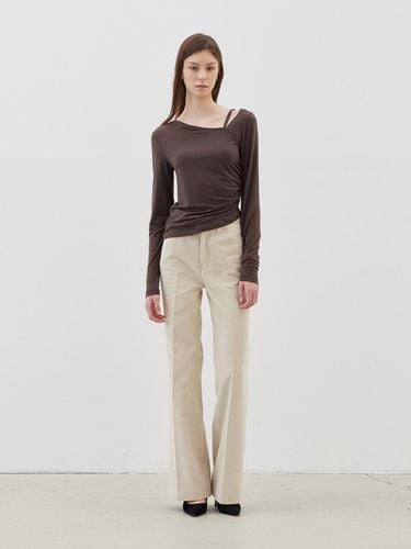 Corduroy Semi Bootcut Pants - Beige - LESEIZIEME - Modalova