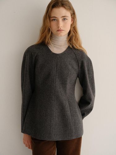 Wool silhouette blouse (charcoal) - blank03 - Modalova