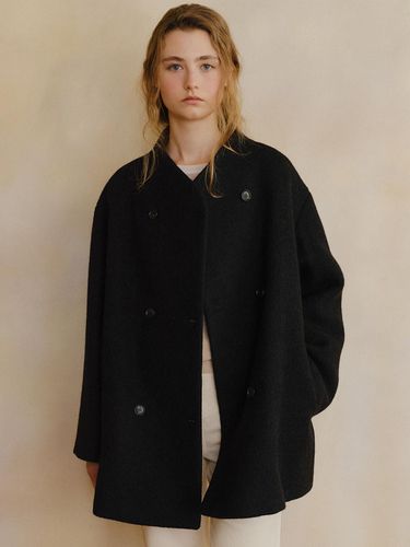 Padded mohair double half coat (black) - blank03 - Modalova