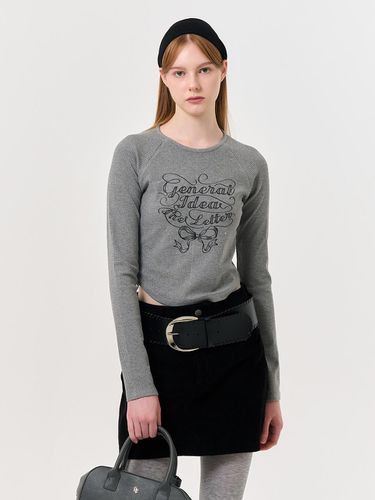 Ribbon lettering cropped T-shirt [GREY] / WBD4L015 - GENERAL IDEA - Modalova