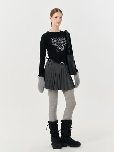 Ribbon lettering cropped T-shirt [BLACK] / WBD4L01 - GENERAL IDEA - Modalova