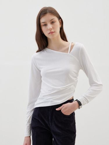 Unbalanced Strap Balloon Long-Sleeved T-shirt - Wh - LESEIZIEME - Modalova