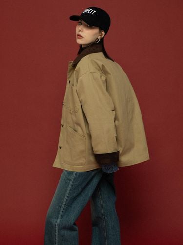 SUEDE 4 POCKET WORK JACKET BEIGE - MORELIKEIT - Modalova