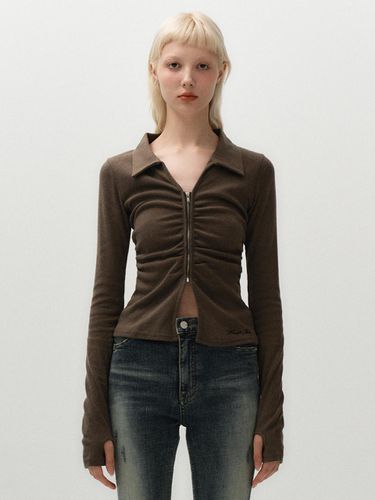 Shirring zip up (brown) - MIDNIGHT MOVE - Modalova