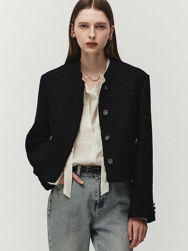 Fensi Tweed Cropped Jacket (Black) - NOIRER for WOMEN - Modalova