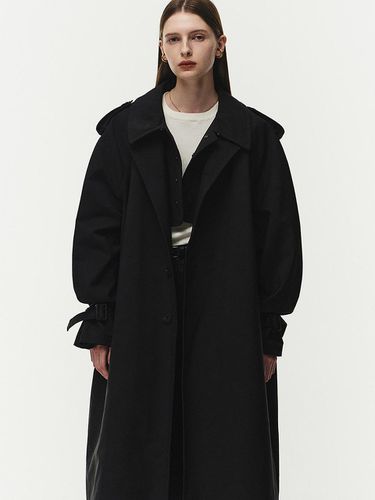 Synthetic Layered Trench Coat (Black) - NOIRER for WOMEN - Modalova