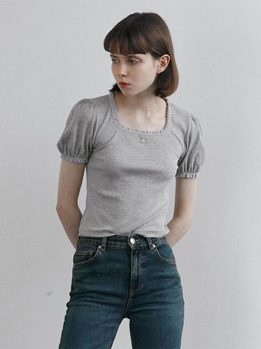 Square neck lace top (Melange gray) - MAROYH - Modalova