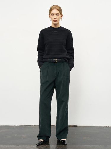 CORDUROY WIDE TWO TUCK SLACKS_GREEN - RIDIFI - Modalova