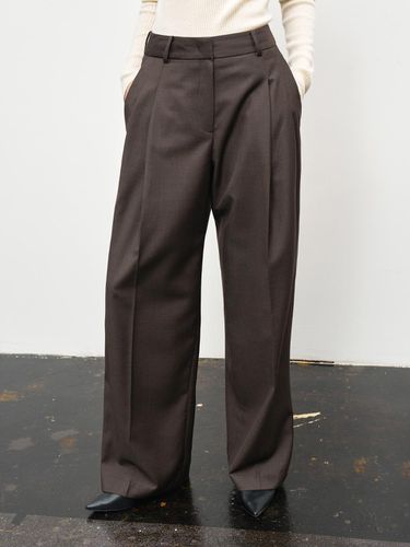 This season) WOOL BLEND LONG WIDE SLACKS BROWN - RIDIFI - Modalova