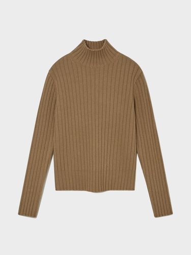 RIBBED CASHMERE TURTLE NECK SWEATER_CAMEL - RIDIFI - Modalova