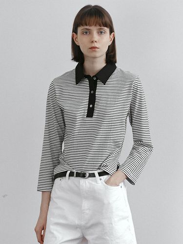 Stripe collar top (Black) - MAROYH - Modalova