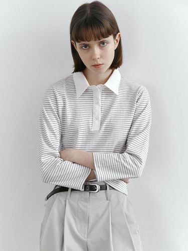 Stripe collar top (Melange gray) - MAROYH - Modalova