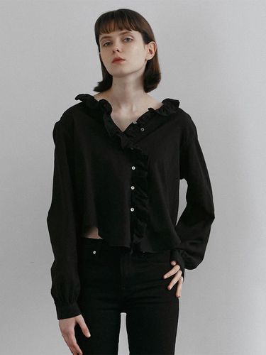 Frill cotton blouse (Black) - MAROYH - Modalova