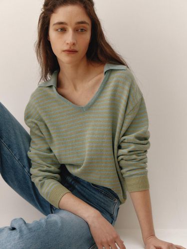 Stripe Collar Knit (Green) - THE RYE - Modalova