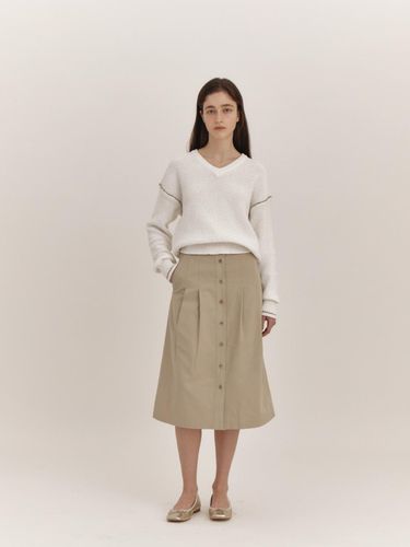 Button Midi Skirt (Beige) - THE RYE - Modalova