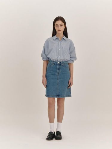 Denim Midi Skirt (Blue) - THE RYE - Modalova