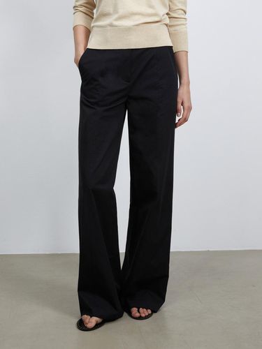 WIDE COTTON LINE PANTS_BLACK - RIDIFI - Modalova