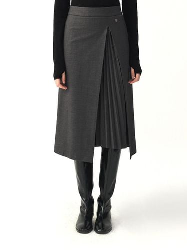 Pleated Slit Skirt_CHARCOAL - ARTID - Modalova