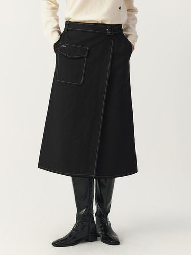 Stitch Accentuated Wrap Skirt_BLACK - ARTID - Modalova