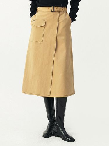 Stitch Accentuated Wrap Skirt_BEIGE - ARTID - Modalova