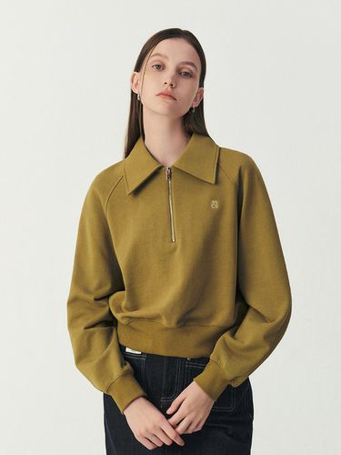 Half Zip-Up Sweat Shirt_OLIVE GREEN - ARTID - Modalova