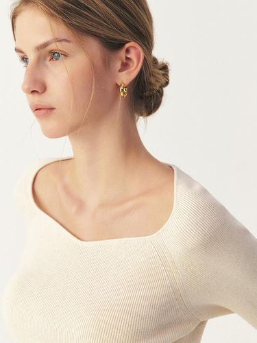 Cashmere Square Heart Neck Knitwear_IVORY - ARTID - Modalova