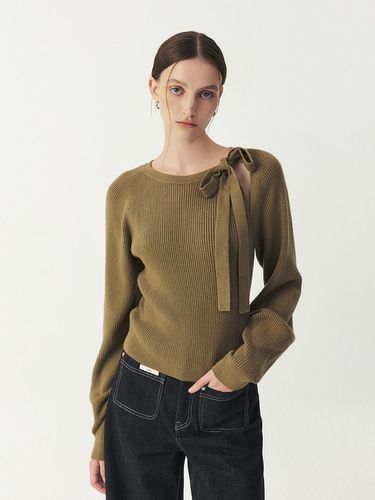 Cashmere shoulder cut-out knitwear_OLIVE GREEN - ARTID - Modalova