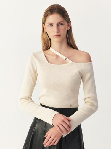 Cashmere off-shoulder buckle knit top_IVORY - ARTID - Modalova